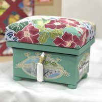 久恒俊治 お祝いの箱「梓とハマナス」  手描き加賀友禅　ミニ茶箱